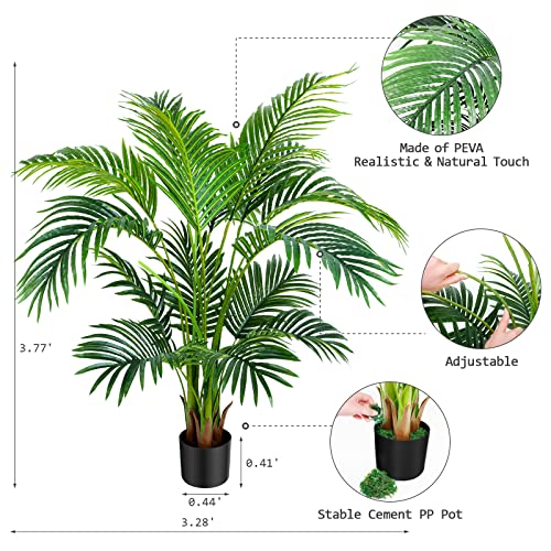 Worth Garden 4ft Artificial Areca Palm Plant, Fake Cane Palm Silk Tree Indoor Outdoor, Dypsis Lutescens, 47in Realistic Faux Silk Plants for Office Decoration - size: 4ft 1-Pack