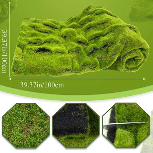 FAICOIA Fake Moss Rug Table Runner Roll for Fairy Gardens Grass Wedding Woodland Table Decor 39" x 39" Artificial Green Moss for Decorating Wall Indoor Plants Crafts 100 x 100cm - color: Green - 39" x 39"