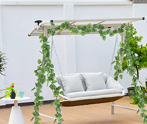 RECUTMS 2Pcs Artificial Monstera Leaf Vines 5.9FT Fake Hanging Plants Ivy Faux Tropical Palm Leaves Greenery Garland for Garden Porch Patio Jungle Luau Beach Birthday Party Indoor Outdoor Spring Décor - color: Monstera Leaf Vines 2pcs