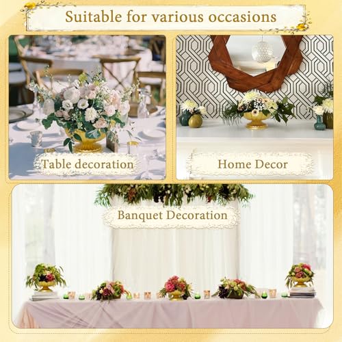 Gold Metal Urn Vases Set - 3.7 Inch Small Pedestal Flower Pot for Wedding Centerpieces, Table Decor, Floral Arrangements, Anniversary Party, Home Decoration (2, Gold-3.7"×7.3")