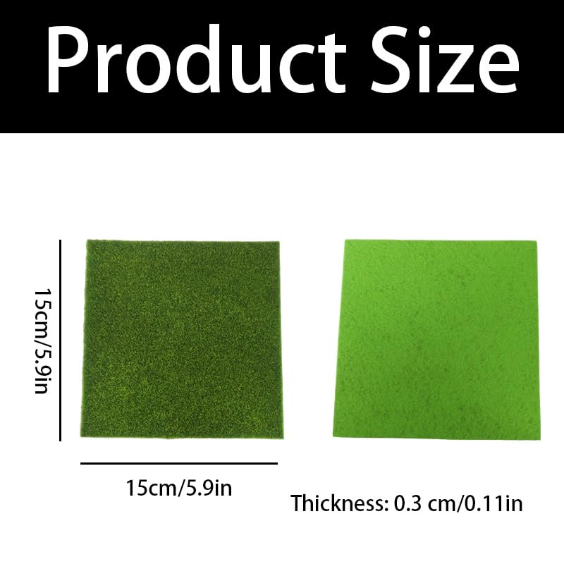 3Pcs Fake Grass Mat,Artificial Grass for DIY Crafts, Miniature Garden and Diorama Decoration(6x6 Inches)
