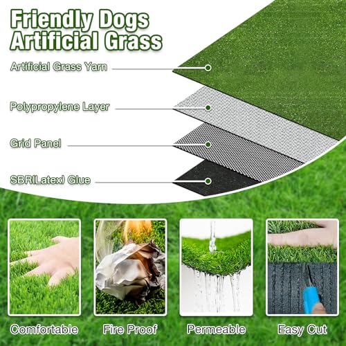 GLOBREEN Fake Grass Pee Pads for Dogs Potty Training, 2 PCS Replacement 3FT X 5FT Artificial Turf Outdoor Rugs for Pets Patio Balcony, with Drainage Hole - size: 3FTX5FT-2pack