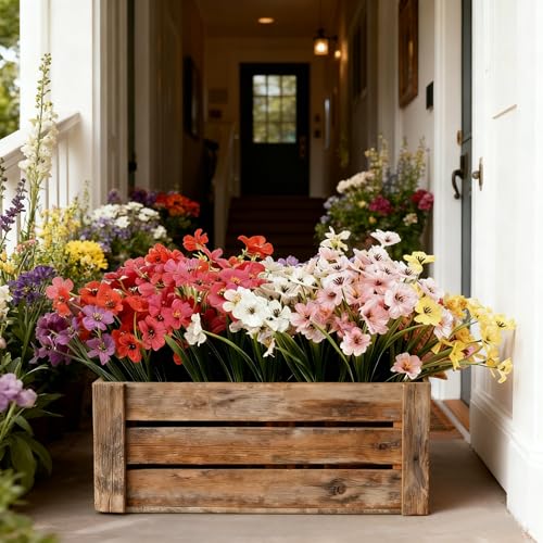 24PCS Artificial Flower Daisies and Eucalyptus Leaves,UV Resistant Faux Flowers for Home Garden Decor Outdoor,Wedding,Office,Patio,Vase Decor,Waterproof Fade-Resistant Bendable Stems, 6 Color - size: 24PCS 6 Color Daisy