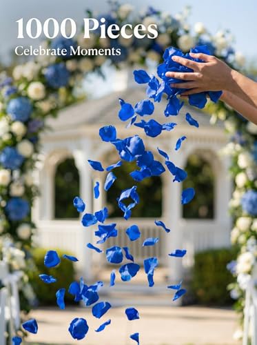 1000 Pcs Artificial Fake Rose Petals,Flower Petals for Romantic Night, Engagement, Party, Wedding, Event Flower Decorations, in Bulk(Blue) - color: Blue, size: 1000Pcs