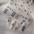 Maillard Style Nail Stickers - 1PCS Bronzing Heart Star Nail Adhesive Stickers Black Diamond Shaped Nail Art Decals with Gold Edge Designs Acrylic Supplies for Women Manicure Decor - style: Style12-Maillard Stripe