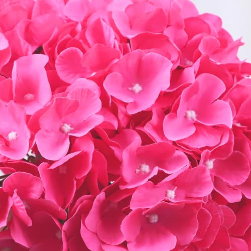 AVIVIHO 65pcs Fake Flowers Hot Pink Hydrangea Artificial Flowers Bulk (Not Squished, No Steaming Need) Silk Flowers with Stems for Wedding Decor,Home,Baby Shower,Table Centerpieces Decoration - color: Hot Pink, size: Medium