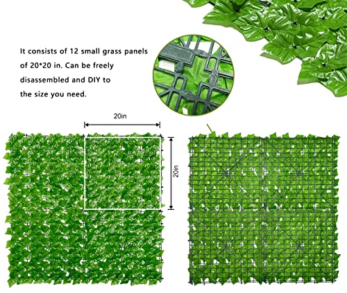Bybeton Artificial Ivy Privacy Fence Panels, 40" X 120" UV-Anti Light Green Faux Vines Leaf Grass Wall for Patio Balcony Privacy, Garden, Backyard Greenery Wall Backdrop and Fence Decor. - color: Light Green - Vines, size: 40 x 120 in