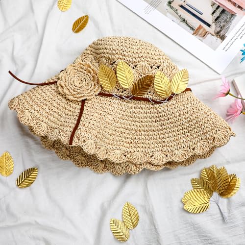 200 Pcs Golden Artificial Leaves with Stems DIY Corsage Single Leaf Crafts Gold Floral Accents Silk Leaf Artificial Leaves for Wedding Party Home Decor Flower Bouquet