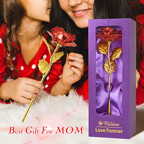 Childom Mothers Day Rose Gifts for Mom,Birthday Gifts for Women,Mothers Day Flowers Gifts for Mom from Daughter Son,Red Artificial Flowers Gift for Her,Wife,Grandma,Christmas,Valentines,Anniversary - color: Red