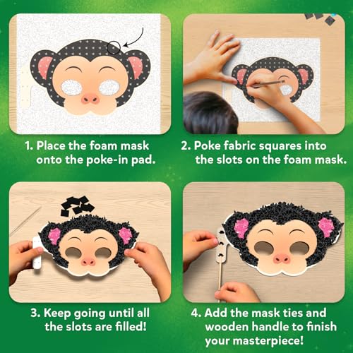 Skillmatics Poke-in Art - Animal Masks, Mess-Free Fun for Kids, DIY Wood Craft Kits, Creative Activity, Gifts for Girls & Boys Ages 4, 5, 6, 7, 8, 9 - style: 9. Animal Masks