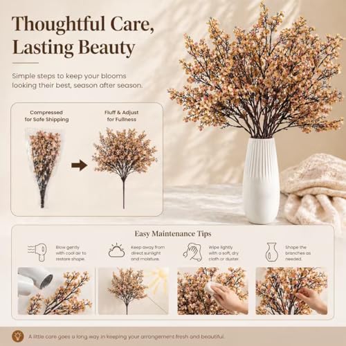 Mandy's 6 Bundles Artificial Burgundy Baby’s Breath Flowers | 18.5 Inch Silk Gypsophila European Style Modern Home Decor Centerpiece Neutral Wedding Flower Arrangements - color: Burgundy