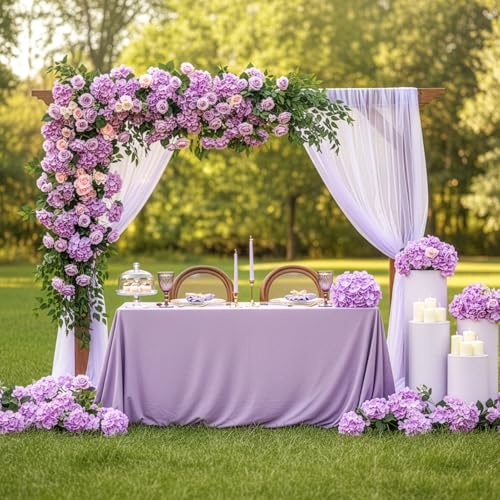 Auihiay 64pcs Hydrangea Artificial Flowers, Purple Artificial Hydrangea Flowers, Silk Hydrangea Heads with Stems for Garden, Home Party Baby Shower DIY Wedding Centerpiece (Purple) - color: Purple