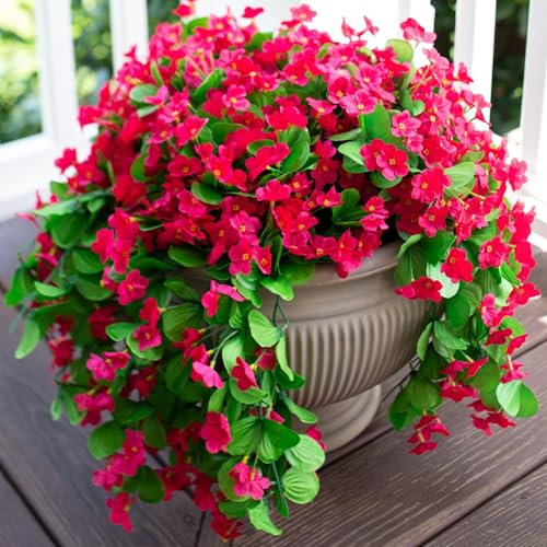 HyeFlora Artificial Fake Hanging Flowers for Spring Outdoor Outside Decoration, 2PCS Faux Silk Hotpink Daisy Plants UV Resistant Look Real Orchid Vines for Indoor Home Balcony Porch Planter - color: Hot Pink