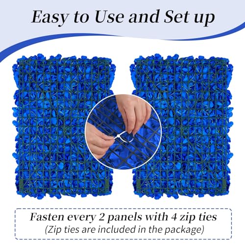 BLOSMON Flower Wall Panel Backdrop Decor Royal Blue Artificial Floral Backdrop for Wedding Party Baby Bridal Shower, 6 Pcs Hanging Fake Hydrangea Wall Decoration Silk Faux Hydrangea Flower Backdrop - color: Royal Blue