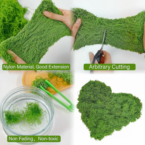 Fake Moss Decor Potted Plants, 5.3OZ Light Green Artificial Moss for Crafts Faux Moss for DIY Crafts Model, Table Centerpieces, Plants Art Landscape, Gardening Decor, Fairy Garden-150g - color: Light Green, size: 5.3oz