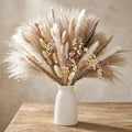 JOHOUSE 120PCS Dried Pampas Grass Set for Vase, Natural Pampas Grass Eucalyptus Stems Bunny Tails 17 inches for Boho Home Wedding Farmhouse Decor