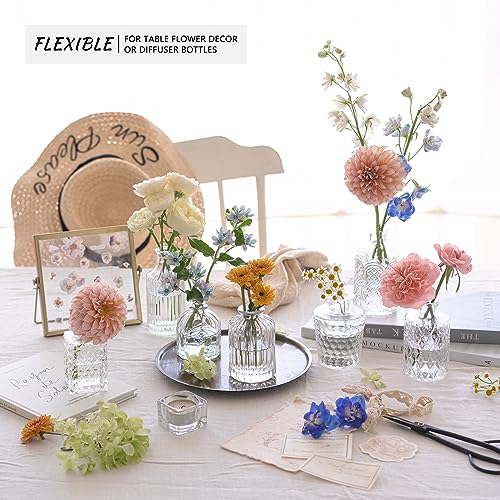 SUPMIND 12pcs Glass Bud Vase Set, Small Clear Flower Vases for Centerpieces in Bulk, Mini Vintage Vase for Wedding, Home,Table Decoration - color: Clear, size: 12Pcs
