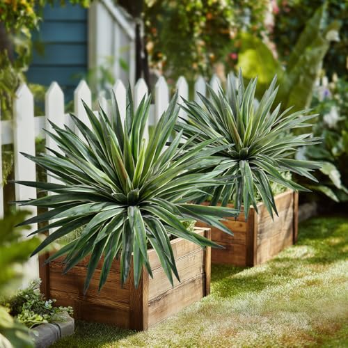 Artificial Agave Plant Fake Agave Planters for Indoor Outdoor Faux Agave Plants Real Touch Realistic Greenery for Home Living Room Office Bathroom Garden Front Porch Patio Decor (21inch-2 Pcs White) - size: 21inch-2 Pcs White