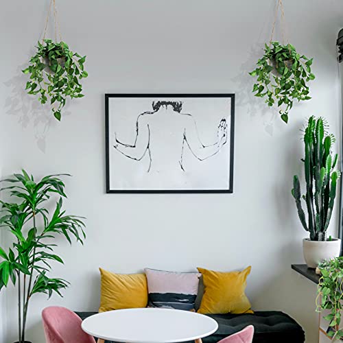 TNNTOPELE Hanging Plant Fake Plants with Pots, 2 Pack Artificial Plants, Faux Anthurium Leaf Basket for Wall Home Room Indoor Outdoor Decor - color: Green