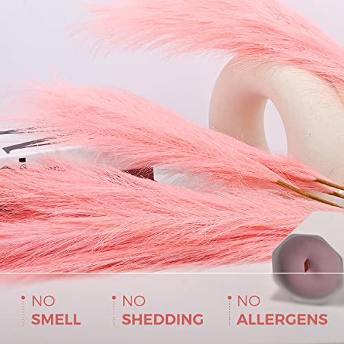 U-LIAN 12PCS Faux Pampas Grass 24 Inch, Small Artificial Pampas Grass Decor for Vase, Fake Fluffy Floral, Artificial Dried Flowers, Dry Plant Home Wedding Boho Decor(Pink) - color: Pink, size: 24"-12 PCS