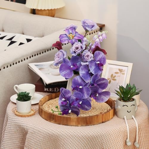 CEWOR Artificial Flowers Fake Flowers for Vase Silk Faux Flowers for Wedding Bouquets Flower Arrangements Floral Table Centerpieces Home Kitchen Garden Party Décor (Purple) - color: Purple