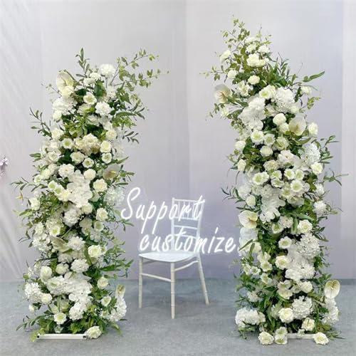 Curved Metal Wedding Arch Stand, Garden Arch Flower Stand Outdoor Indoor Use for Wedding Ceremony Birthday Anniversary Floral Stand Background Decoration 8.2FT and 6.9FT (White) - color: White