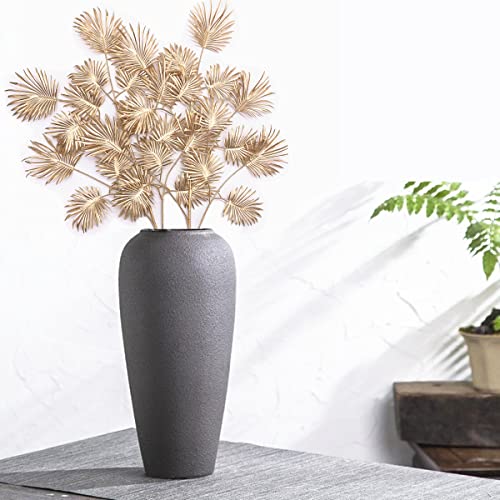 Christmas Decor Artificial Gold Plants 30" Tall 2 Pack, Faux Golden Fans Palm Leaves Plastic Fake Tropical Grass Flowers for Home Indoor Room Wedding Centerpiece Decoration Hall Table Vase Filler DIY - color: (Tall) Golden Palm Leaves - 2 Pcs