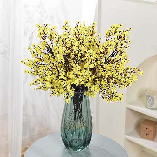 15PCS Artificial Baby Breath Flowers Fake Silk Real Touch DIY Floral Bouquets Decor Wedding Party Decoration Arrangements-Yellow - color: 15pcs-yeiiow
