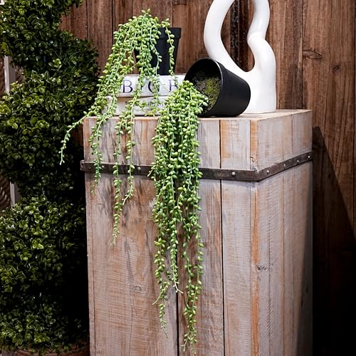 Jahe 2 Pcs String of Pearls Artificial Plants Indoor, Beaded Plant Succulents Plants Artificial, Fake Vines in Black Pots,Trailing Faux Plant for Living Room Bathroom Accessories Farmhouse Wall Decor