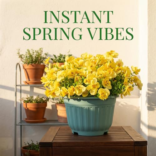 trytuny Artificial Flowers for Outdoor, Realistic Faux Plants for Outside Indoor Porch Patio Window Box Planter Home Decor (12pcs -Yellow) - size: 12PCS-dyellow