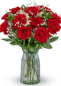 Benchmark Bouquets - Red Roses Bouquet - Fresh Flowers for Delivery - Mothers Day Flowers - One Dozen Long Stem Roses - Real Roses - Mothers Day Gifts for Mom (Glass Vase Included) - style: Original