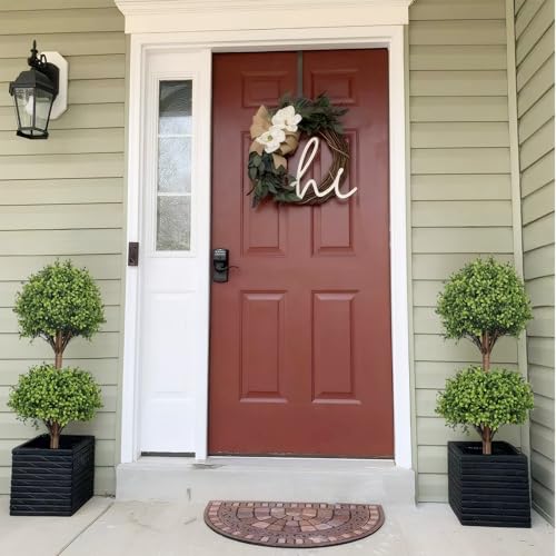 THE BLOOM TIMES 40" Tall Artificial Boxwood Double Ball Topiary Trees, UV Resistant Large Fake Potted Plants for Outdoor Planter, Realistic Faux Bushes Shrubs for Front Porch Outside Decor Set of 2 - color: Boxwood-gjl, size: 40 inch