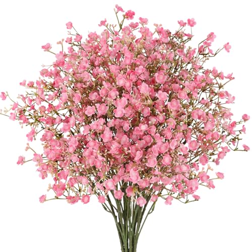 N&T NIETING 12Pcs Babys Breath Artificial Flowers,Real Touch Fake Cherry Blossom Pink Flowers Faux Flowers Bouquets for Vase Home Office Wedding Spring Indoor Outdoor Centerpiece Table Decorations - color: Cherry Blossom Pink, size: 12PCS