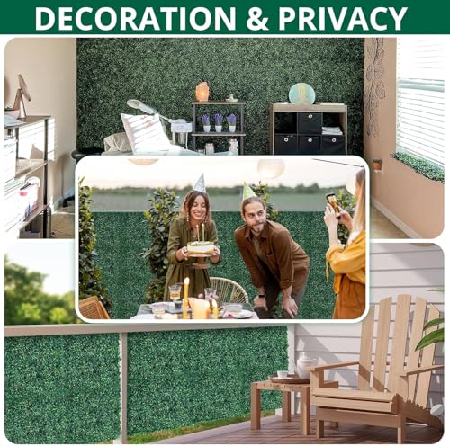 12 Pack 24"x16" Artificial Grass Wall Panels 2'' Height Boxwood Privacy Hedge Screen, UV Protected Indoor Outdoor Garden Wedding Party Backdrop Decor, 32 SQ FT Greenery Fence Panels, 100 Zip tie - size: 16inch x 24inch