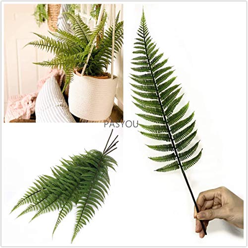 PASYOU Artificial Foliage Plants, Fake Plastic Grass Faux Shrubs Simulation Ferns Leaf Real Decoration for Indoor Outdoor Home Decor Garden Party Balcony Patio Planter Filler DIY - Fern Leaves 5 Pcs - color: Fern Leaves - 5 Pcs