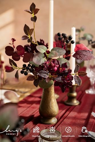 Ling's moment Artificial Greenery Stems Box Set, Faux Greenery Picks for DIY Bridal Bouquets Wedding Floral Arrangement Table Centerpieces, Burgundy & Dark Red - color: Season Combo- Early Winter