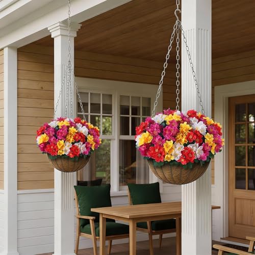 Juxdp 8 Bundles Artificial Camellia, Fake Silk Bouquet Flowers(Mixed Color) | Full＆Vibrant, Fade-resistant, UV-resistant＆Waterproof, for Front Door/Garden/Farmhouse/Outdoor/Home/Spring/Summer Decor - color: Mixed Color