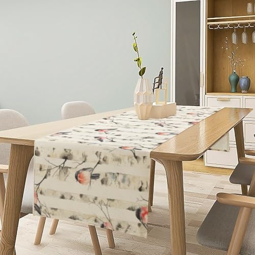Birds Spring Table Runner, Colorful Birds Branches Seasonal Kitchen Dining Table Decoration for Home Party Decor 13x36 in - color: Bird_5, size: 13x36inch