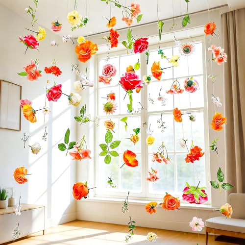 6.5 ft Flower Garlands Hanging Artificial Wildflower Wall Decor Ceiling Floating Floral Backdrop Flower Garland for Garden for Birthday Party Supplies