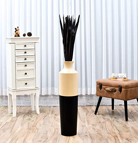 Leewadee Tall Vase Filler, Dried Palm Leaves – 2 Bunches of Colored Decor for Floor Vases, Naturally Dried Arrangements for Vintage Or Modern House Decor, 45 inches, Black Brown - color: Black Brown, style: Palm Leaf