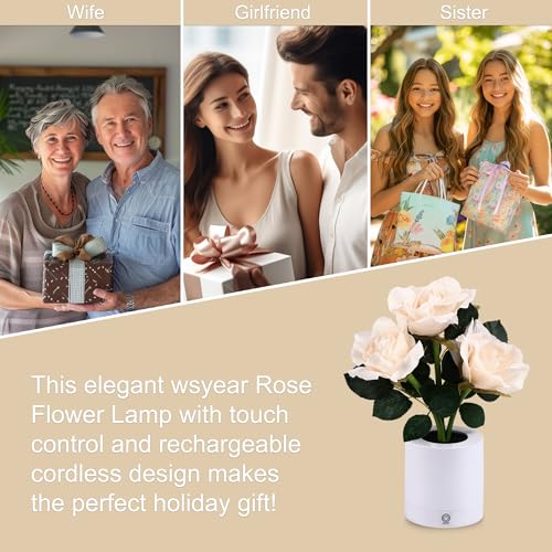WSYEAR Forever Yellow Rose Flower Lamp Touch Lamp Mothers Day Christmas Valentines Day Birthday Gifts for Women Her Wife Girlfriend Daughter, Decor for Bedroom - color: YELLOW ROSE