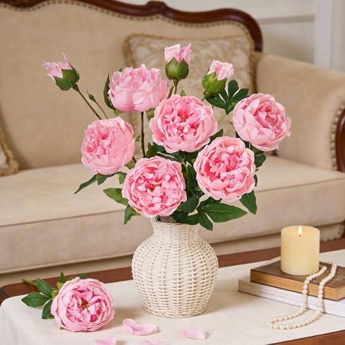 MARTINE MALL 5PCS Real Touch Peonies Artificial Flowers, 22in Pink Fake Peonies Artificial Peonies Flowers Latex Large Faux Peony Flowers for Centerpiece Table Wedding Party Home Decor - color: Pink, size: 5PCS