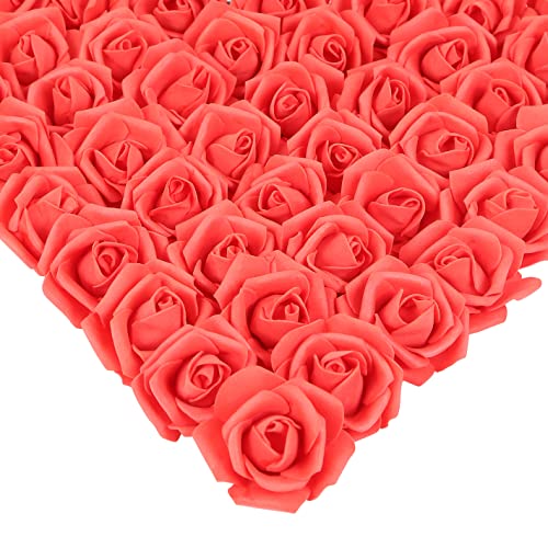Stemless Rose Artificial Flower Heads, 200Pcs Red Roses 1.97in Foam Roses Artificial Rose Flower Heads Fake Roses Heads Artificial Roses for DIY Craft Wedding Baby Shower Decoration(Red) - color: Red
