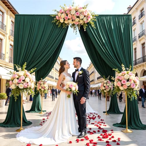 10ftx12ft Hunter Green Backdrop Curtains for Parties, Wrinkle Free Polyester Hunter Green Photo Backdrop Drapes 2 Panels 12 ft Long Back Drop Cloth for Wedding Birthday Photography Background Party - color: Hunter Green, size: 5ft(W)x12ft(H)_2 Panels