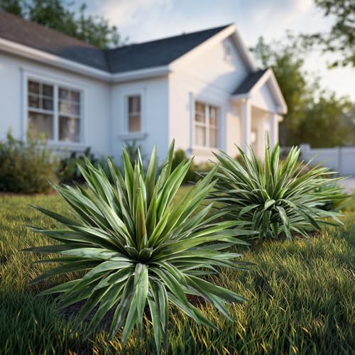 Artificial Agave Plant Fake Agave Planters for Indoor Outdoor Faux Agave Plants Real Touch Realistic Greenery for Home Living Room Office Bathroom Garden Front Porch Patio Decor (21inch-2 Pcs White) - size: 21inch-2 Pcs White