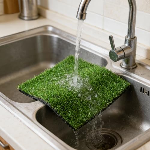 Artificial Grass Patch 6x6 Inch,Realistic Synthetic Turf with Drainage Holes,0.35 Inch Synthetic Garden Grass Tiles Faux Grass Rug for Crafts Patio Wall Decor - size: 6"x6"-12PC