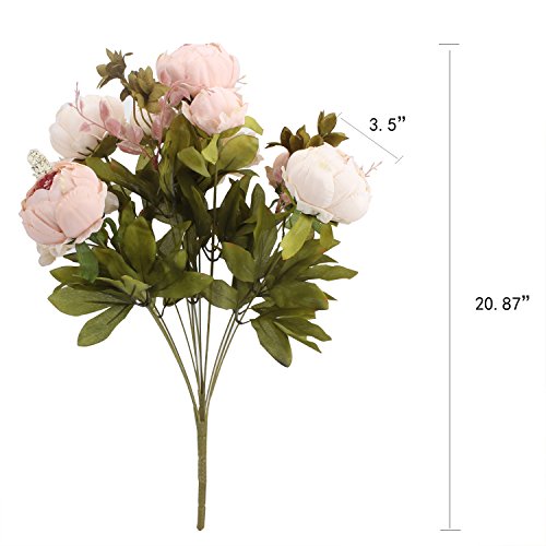 Duovlo Fake Flowers Vintage Artificial Peony Silk Flowers Wedding Home Decoration,Pack of 1 (Light Pink) - color: Light Pink