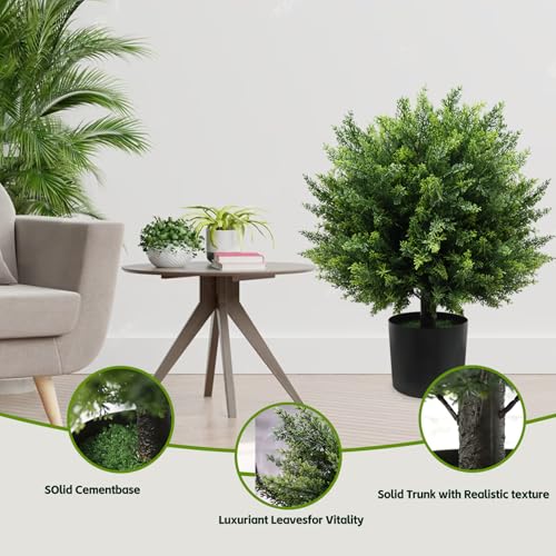 21-Inch Artificial Cedar Ball Trees (Set of Two) – Lifelike, UV-Resistant Decor for Indoor & Outdoor Use – Enhance Your Space with Vibrant Greenery - color: 2pcs-cedar