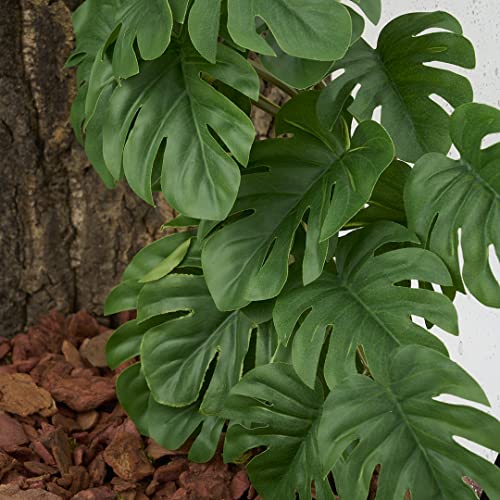 Reptile Plants for Terrarium, Amphibian Habitat Decor Artificial Hanging Plants with Suction Cup - Fake Monstera - color: Fake Monstera