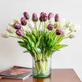 Artificial Tulips Flowers,Latex Bouquet, Fake Tulips,Spring Wedding Home Room Table Centerpiece Decor - color: 40pcs Sz(no Vase)